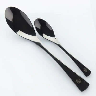 Imagen de Chef Frank Haasnoot Cucharas Servir Negras 2 Quenelle Utensilios Herramientas Culinarias Set Rocher Grande y Pequeña para Quenefas