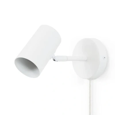 Imagen de B·LED BARCELONA LED BarcelonaLED Aplique de Pared Foco Orientable con Cable Enchufe e Interruptor Lámpara Lectura Portalampara Blanca E27 para Salón Dormitorio Mesita Noche Cabecero