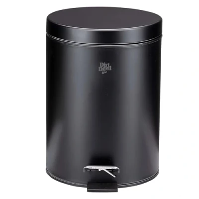 Imagen de Dirt Devil cubo de basura con pedal 5 l, cierre suave, acero inoxidable, para cocina, baño y oficina, interior extraíble, diámetro 20,5 x 28 cm
