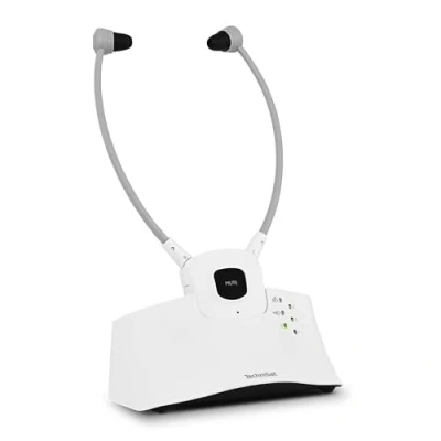 Imagen de TechniSat STEREOMAN ISI 3 Auriculares inalámbricos estéreo para televisores y Equipos de música con Base Carga, Color Blanco