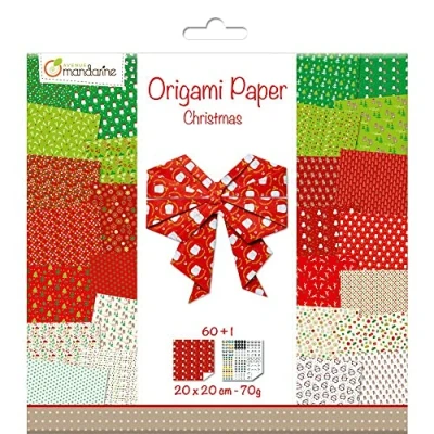 Imagen de Clairefontaine ES Avenue Mandarine Set Creativo (con Origami Papel, 60 hojas (30 Designs X2), 20 x cm 70 g, ambos lados + 1 Ojo Arcos Manualidades Actividad, para niños) Pack Navidad