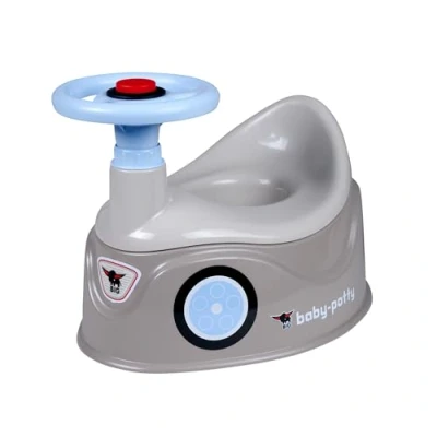 Imagen de Big Spielwarenfabrik Baby Potty Orinal de Aprendizaje con Volante Desmontable y Respaldo Alto, Inserto extraíble, para niños a Partir 18 Meses, Color Gris, Large (800054801)