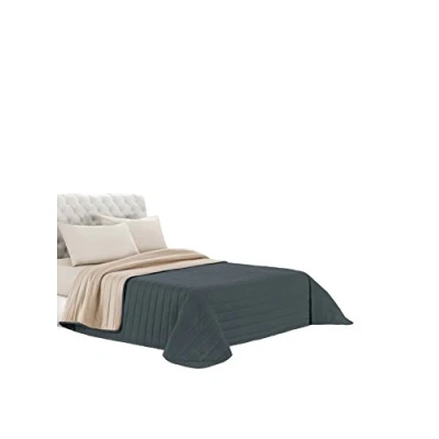Imagen de Italian Bed Linen Q EL Elegant Edredòn estivo, Microfibra, Crema/Gris Oscuro, 260x270 cm