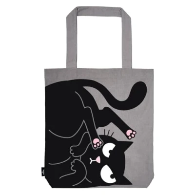 Imagen de moses. Ed the Cat Shopper Nope Bolsa de tela 100% algodón para la compra, oficina o universidad, color gris, 39 x 42 cm, Minimal