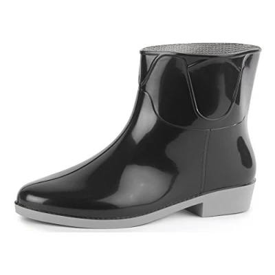 Imagen de Ladeheid Botines de Goma para Mujeres Botas Agua Zapatos Impermeables Mujer Lluvia Elegantes Resistentes al LAZT201801 (Negro/Gris, 39 EU)