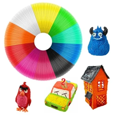 Imagen de UKOFEW 3D Pluma Filament, Filamento para Bolígrafo 3D, PLA Filamento, Boligrafo Lapiz 1,75mm Impresoras Pen (10 Colores, 5M Cada Uno)