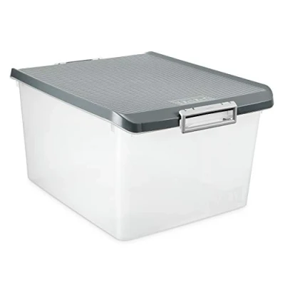 Imagen de TATAY 1150022 Caja de Almacenamiento Multiusos con Tapa, 35 l Capacidad, Plástico Polipropileno Libre BPA, Gris, 37,7 x 47,5 26 cm