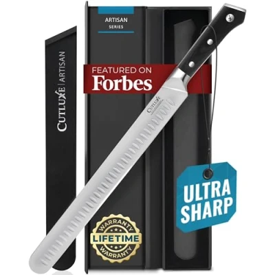 Imagen de Cutluxe Cuchillo para Cortar de Cocina Falda 12&quot;, Cuchillos Carne y BBQ Acero Alemán Alto Contenido Carbono Mango Ergonómico Espiga Completa Serie Artesano