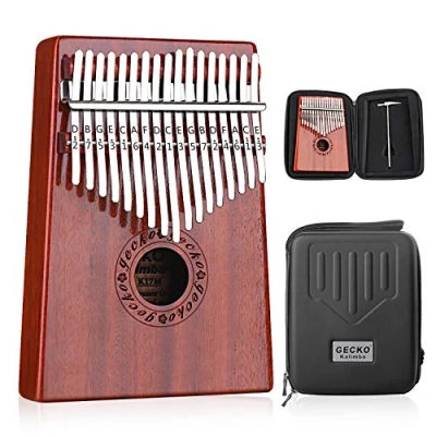 Imagen de GECKO Kalimba 17 Keys Thumb Piano builts en caja de protección EVA alto rendimiento, martillo afinación e instrucción estudio.