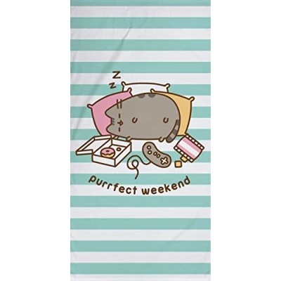 Imagen de BERONAGE Pusheen Purrfect Weekend toalla de baño (75 x 150 cm, 100 % algodón, calidad aterciopelada, playa, sauna, diseño gato dulce, pasaporte gato)