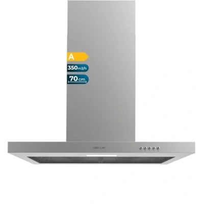 Imagen de Cecotec Campana Extractora 70 cm Tipo T Bolero Flux TM 703500 Inox A. Potencia de Succión 350m3/h, Motor 70W, Control Mecánico, 3 Niveles Potencia, Luz y Filtro Carbono,