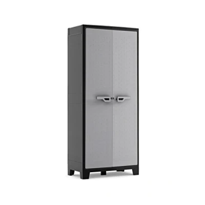 Imagen de Keter Armario Titan Multispace XLAlmacenaje Interior y ExteriorResinaResistente al Agua con 2 Puertas 8 Baldas regulables en alturaColor Negro/Gris80 x 44 182 cm