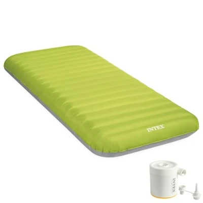 Imagen de Intex, Colchón Hinchable Individual, Camping Mats, 76x191 cm, Fiber Tech, Material TPU, Ligero, cómodo, Estable y Firme, Hinchador eléctrico Incluido, Cama Inflable, Colchones inflables (64097)