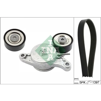 Imagen de INA 529 0180 10 Juego de correas trapeciales poli V Revisar/sustituir poleas libres del alternador MINI: Hatchback, Paceman, Countryman