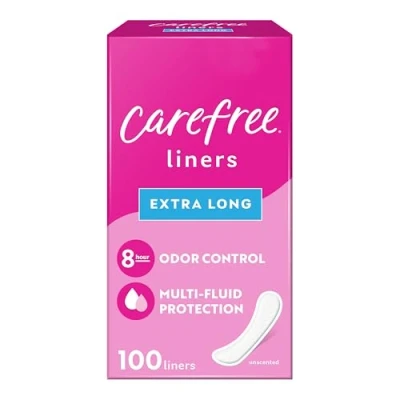 Imagen de Carefree Protectores para panty, extra largos, sin envolver, perfume, 100 unidades (el embalaje puede variar)