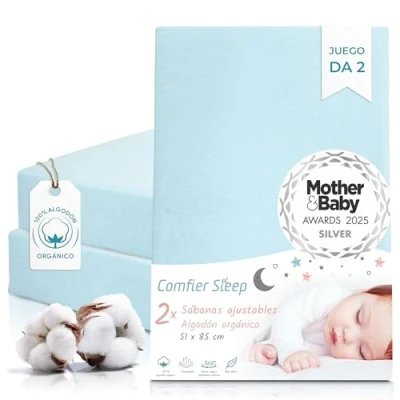 Imagen de Chicco Nexttome sábanas para cuna de 51 x 85 cm, totalmente bajeras y 100% algodón orgánico completamente natural, juego 2 ultrasuaves cómodas Tutti Bambini Cozee