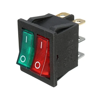 Imagen de KingLan Interruptor Basculante De Encendido/Apagado Spst Doble 6 Pines Luz Verde Roja AC 250V/15A 125V/20A