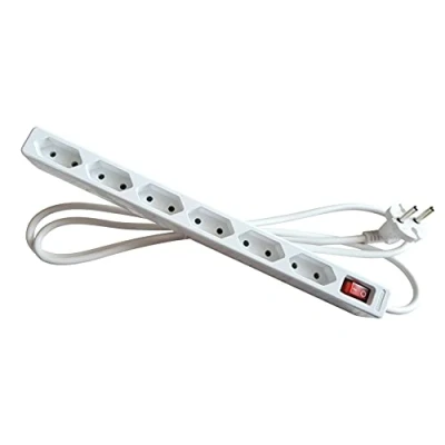 Imagen de as Schwabe Euro Regleta de enchufes 6 vías con interruptor, enchufe múltiple cable 1.4 m, toma corriente 230V/2.5A protección contacto aumentada, color blanco