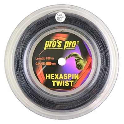 Imagen de Pro&#039;s Pro Hexaspin Twist Carrete de cuerda tenis (200 m, 1,25 mm), color negro