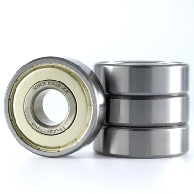 Imagen de XiKe 4 piezas 6302ZZ Rodamientos de bolas 15x42x13mm Acero cromado, Pre lubricado, Doble junta metálic, 6302 2Z rígidos sellados.