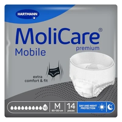 Imagen de Molicare Mobile 10 Gotas Talla M, Ropa Interior Absorbente para Mujeres y Hombres con Incontinencia Severa, Protección Contra Fugas, Respetuosa la Piel, Mejor Ajuste Corporal, 14 uds
