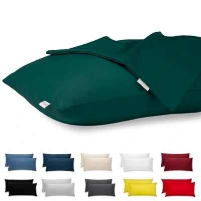 Imagen de Flowen Fundas Almohada 50x80 100% Algodón Juego de 2 Cojin para Cama con Cremallera Invisible Tejido Suave y Lavable Antiácaros Transpirable Hipoalergénico Decorativas Sofà Silla