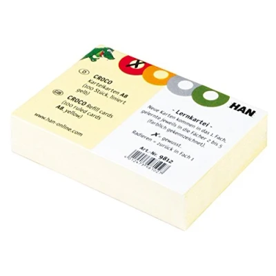 Imagen de HAN Croco 9812 Fichas A8 en color amarillo, cartón estable con cuatro círculos de colores para marcar, 10 x 100 tarjetas