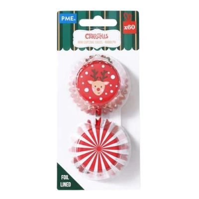 Imagen de PME Navidad Mini Cápsulas para Cupcakes forradas de Aluminio Rudolph (Set 60)
