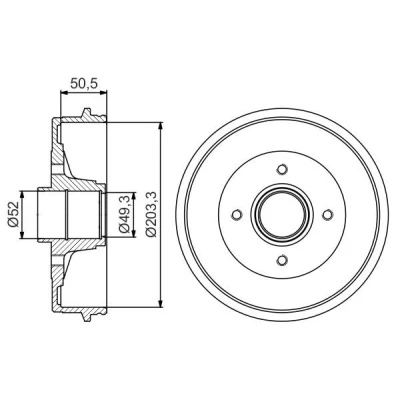 Imagen de BOSCH 0 986 477 210 Tambor de Freno sin cojinete rueda 234 Eje trasero RENAULT: CLIO 2, 2 Kasten, DACIA: Sandero I, Logan I Berlina