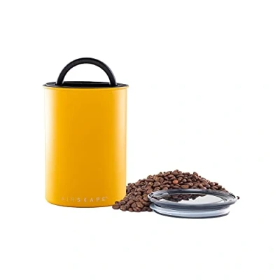 Imagen de Airscape Bote de almacenamiento café en grano y comida Acero inoxidable Con tapa hermética patentada que conserva la frescura los alimentos Capacidad: 500 gr COLOR: AMARILLO MATE