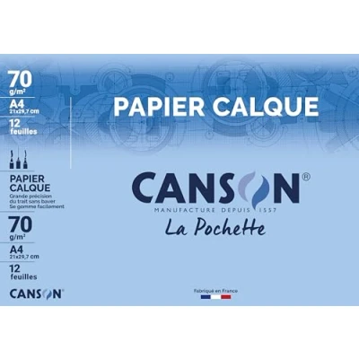 Imagen de Canson La Pochette Papel cuadriculado satinado (A4, 70 gms, 12 unidades), transparente