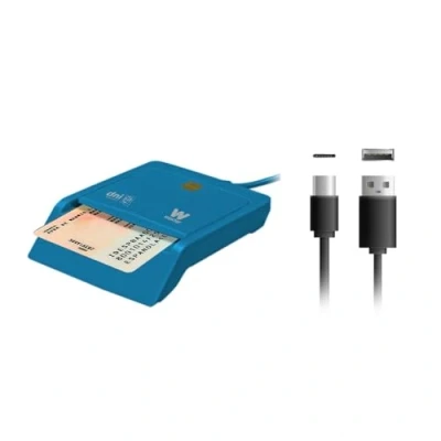 Imagen de Woxter Lector DNI Electrónico con Conexión Tipo C Inteligente, 3.0 y 4.0, C, Compatible PC Mac, Incluye Adaptador A USB