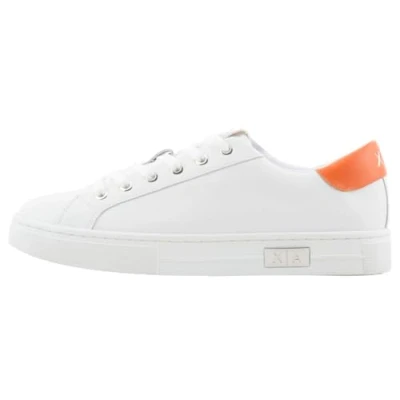 Imagen de Armani Exchange Mina Cup Sole, Back Tab with and Metal Logo Detail On Side, Zapatillas Mujer, Op White Orange, 37.5 EU