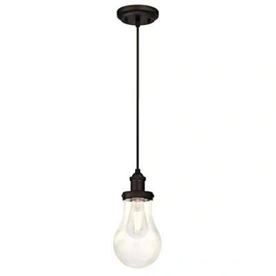 Imagen de Westinghouse One Light Indoor Pendant Lámpara de Techo, Bronce aceitado con vidrio transparente, 160 cm