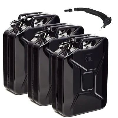 Imagen de BW® Bidón de combustible metal para gasolina, 3 x 20 litros, con boquilla Negro RAL 9005 Certificado TÜV y homologación UN Fabricado en Europa
