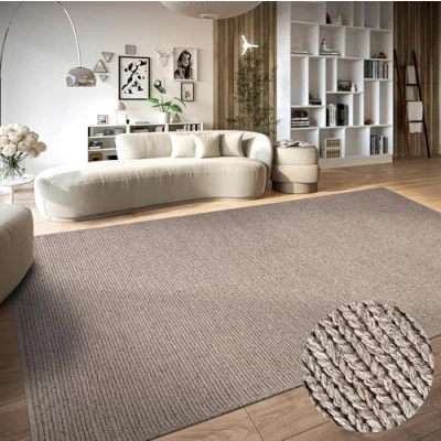 Imagen de Villeroy &amp; Boch Francois Alfombra de Lana Natural para salón, Tejida a Mano y respetuosa con el Medio Ambiente, Dormitorio, Comedor, Pasillo, Cocina, Lino, 60 x 90 cm