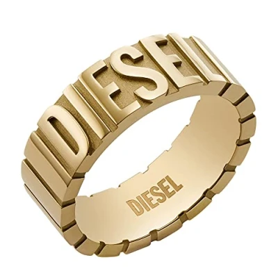 Imagen de Diesel Anillos de acero inoxidable para hombre, Tono Oro, 11.5