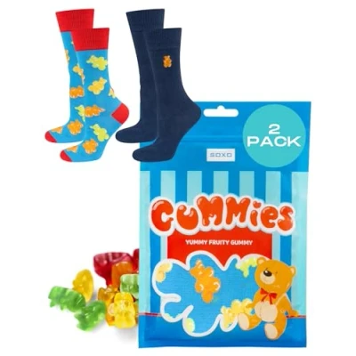 Imagen de soxo Calcetines Dulces Mujer Divertidos Regalos Para Hombre Originales Regalo 40 45 Gomitas 2 Pares