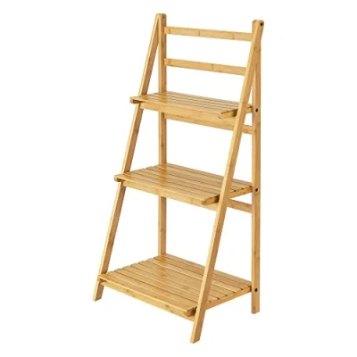Imagen de [en.casa] Estantería de Escalera Bambú Pie 3 Compartimentos Almacenamiento para Baño Cocina o Salón 109 x 51 35 cm Natural