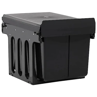 Imagen de vidaXL Cubo de Basura Extraíble en Armario Cocina con Cierre Suave, Papelera Rieles, Contenedor Basura, Reciclaje para Hogar, 48 L
