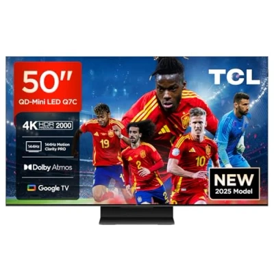 Imagen de TCL 50Q7C 50&quot; QD Mini LED, 4K HDR Premium 2600, Smart TV con Google (Dolby Vision IQ y Atmos, Panel CrystGlow HVA, Motion Clarity Pro de 144 Hz, Game Master)