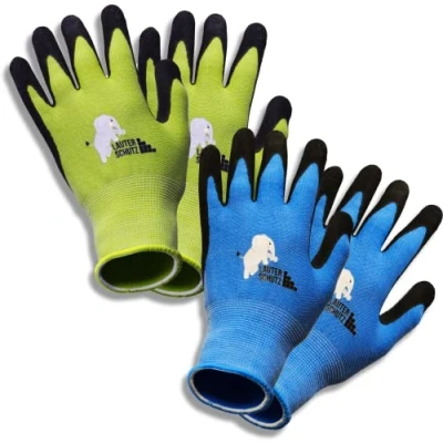 Imagen de LAUTER SCHUTZ LauterSchutz® para niños: 2 pares de guantes trabajo (con revestimiento en la palma) tejido elástico, jardinería y más (talla M (5 7 años))