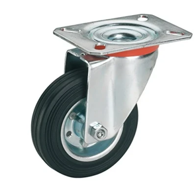 Imagen de Dörner + Helmer 711222 goma Rodamiento de Rueda Giratoria Con Rollo 200 x 50 mm/Placa 140 110 mm