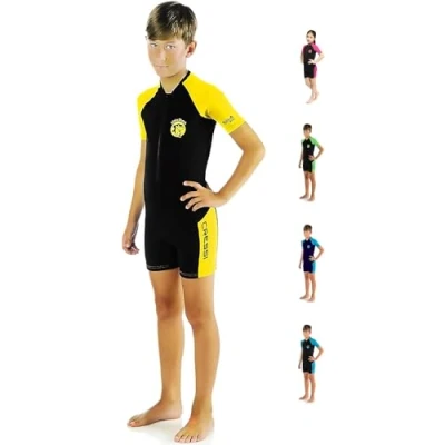 Imagen de Cressi Little Shark Shorty Wetsuit Monoshort infantil en tejido elástico y neopreno de 2 mm, Junior Unisex
