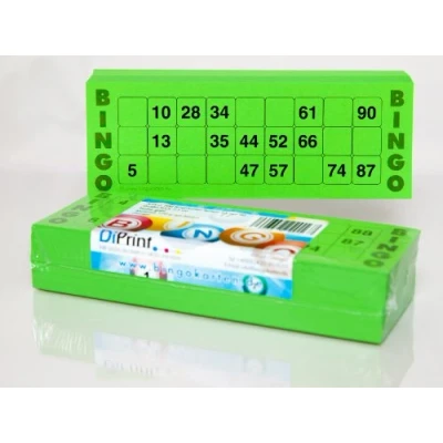 Imagen de DiPrint 200 large printed Bingo cards for seniors system 15 from 90 green