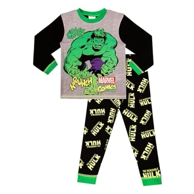 Imagen de Marvel Conjunto de pijama The Incredible Hulk Crash Krunch para niños Los Vengadores, Negro, 6 7 años