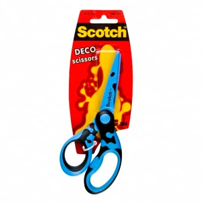 Imagen de Scotch Tijeras escolares con cuchilla de acero inoxidable y fácil limpieza adhesivo, 1 unidad [colores surtidos]