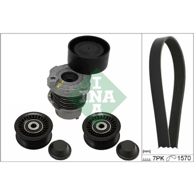 Imagen de INA 529 0284 10 Juego de correas trapeciales poli V Revisar/sustituir poleas libres del alternador RENAULT: SCENIC 3, GRAND MEGANE 3 Coupe