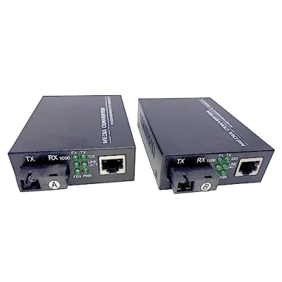 Imagen de Elfcam 2 Pack Convertidor de Medios Gigabit Ethernet 10/100/1000M con 1.25Gb Monomodo SC Transceiver, 20KM (1 RJ45)