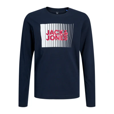Imagen de Jack &amp; Jones Junior Jjecorp LOGO PLAY O NECK Camiseta de manga larga para niños, Talla: 16a, Navy blazer